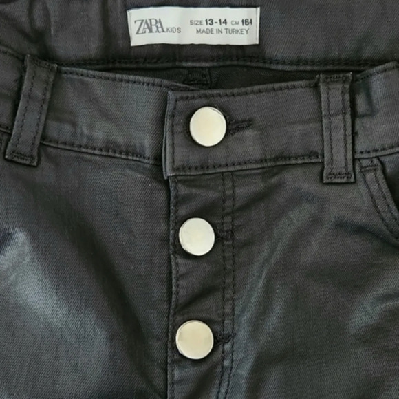 Zara Kids Black Faux Leather Leggings - Picture 4 of 8